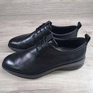 ECCO St.1 Hybrid Plain Black Toe Oxford Dress Black Leather Shoe Size EU 42 US 8
